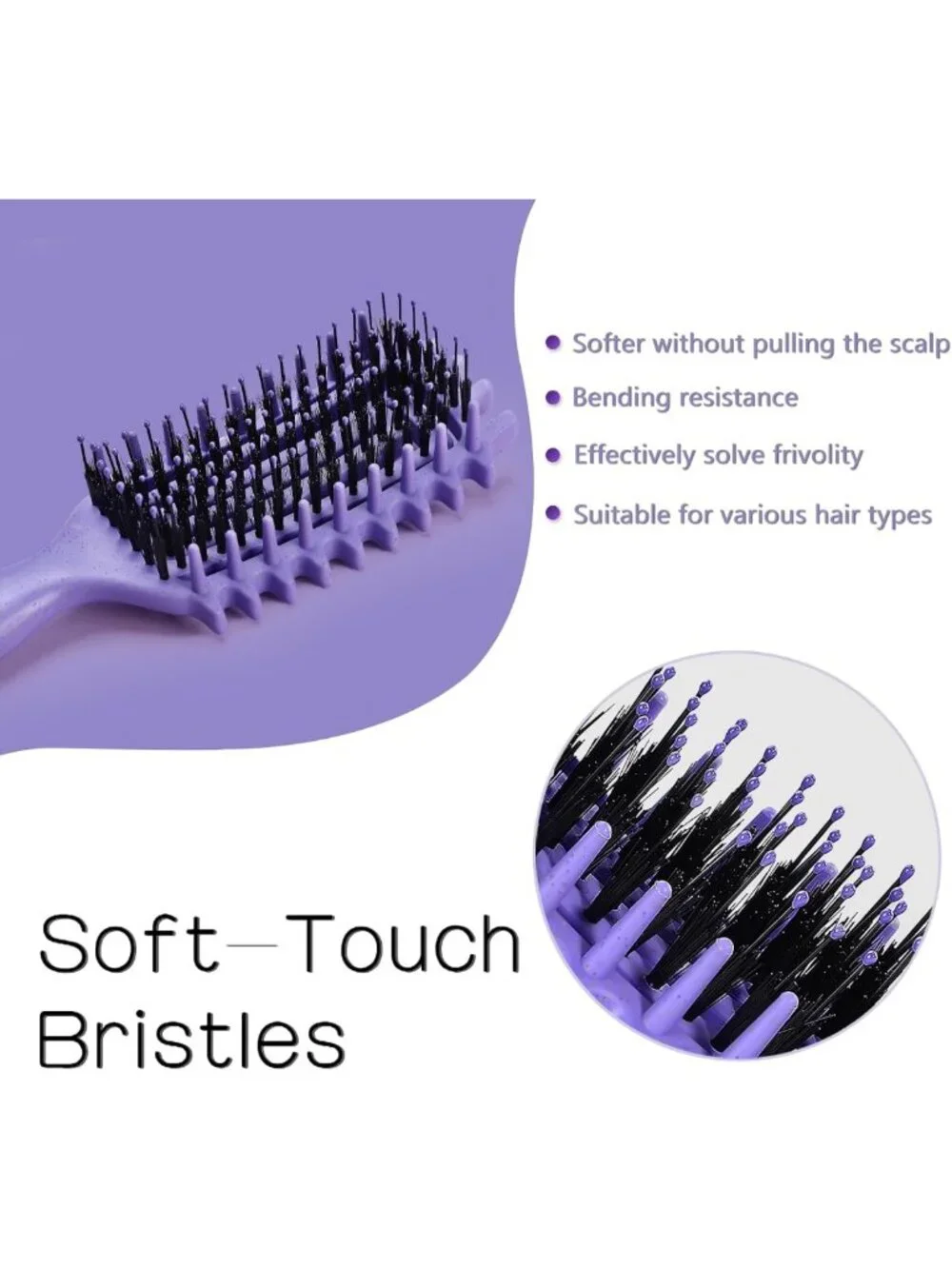 Curly Hair Brush for Wet & Dry Styling, Detangling Curling Tool, Perfect Curls